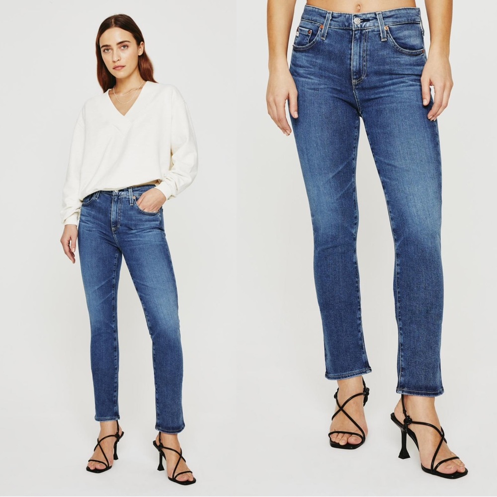 AG • Mari High Rise Straight Jean slim leg AG-ED Denim Airluxe stretch crop